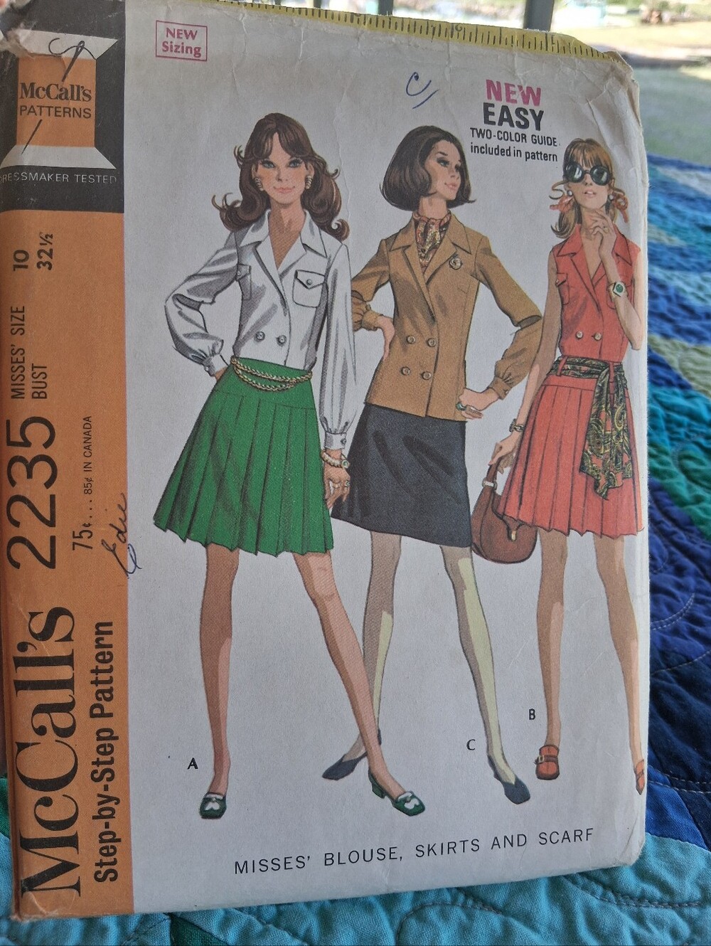 Vintage McCall's Sewing Pattern 2235 Women's Blouse Skirts Scarf Size 10 Uncut